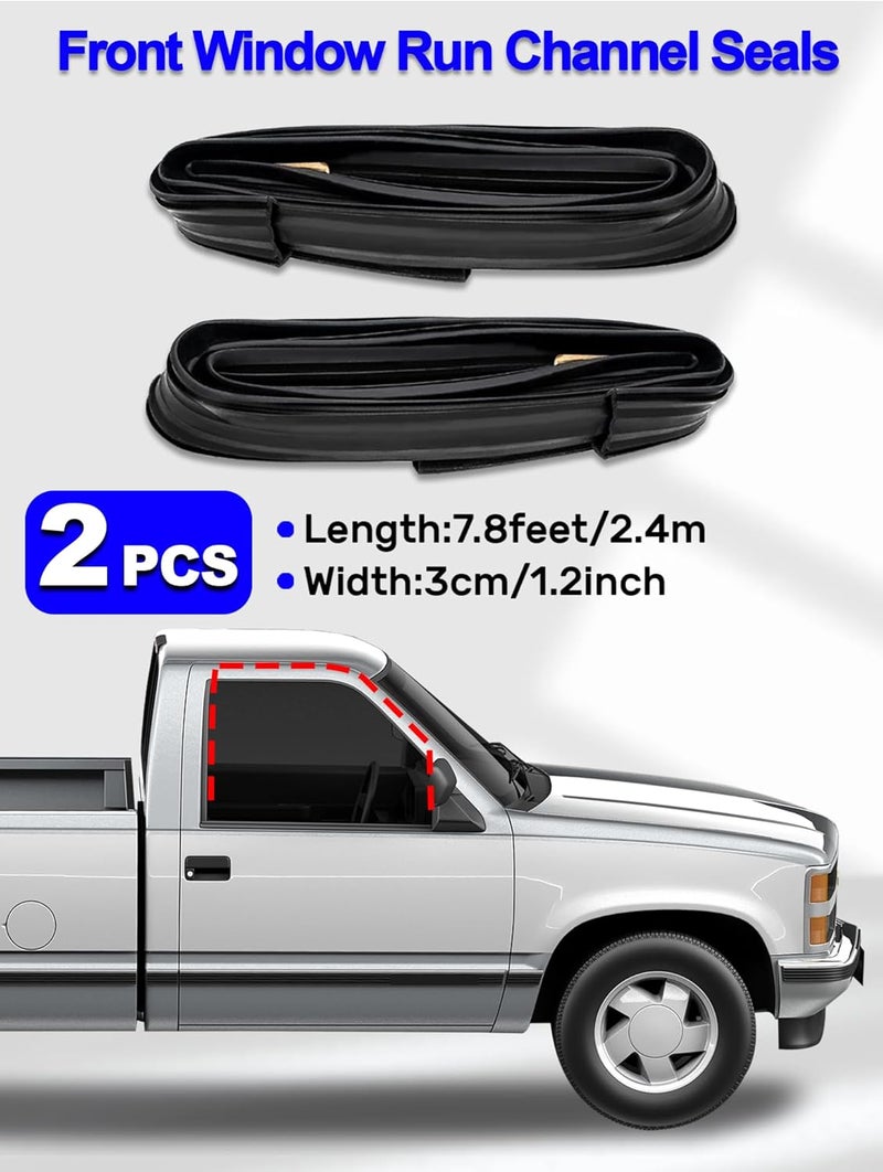 Mardarth 8PCS Front Door Window Molding Rubber Felt Trim Seal Weatherstrip Kit for GM Trucks and SUVs - Image 5