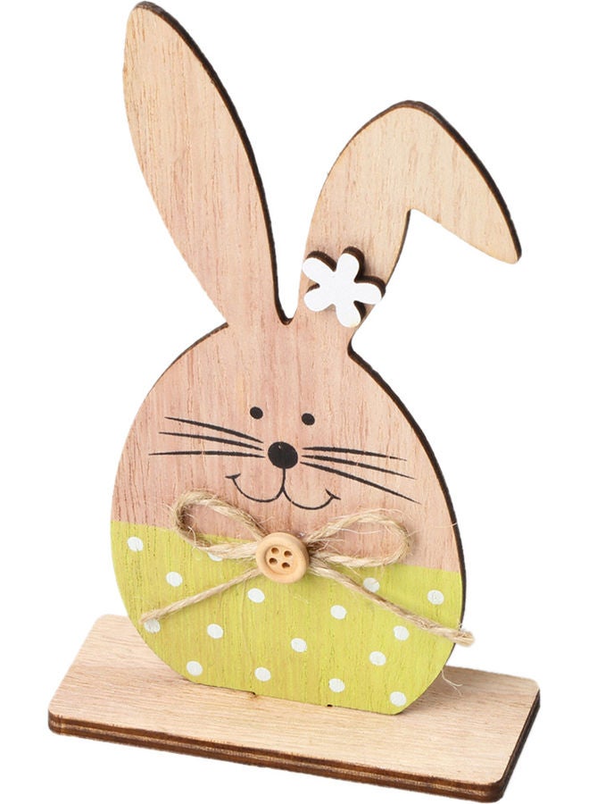 NIBEMINENT Rabbits Bunny Wooden Ornaments Brown/Green - Image 1