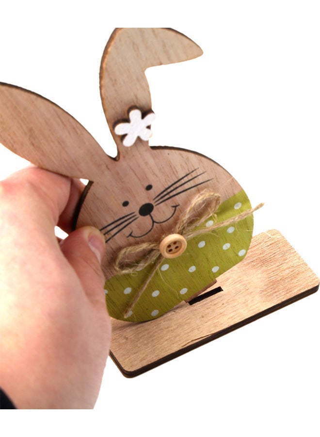 NIBEMINENT Rabbits Bunny Wooden Ornaments Brown/Green - Image 4