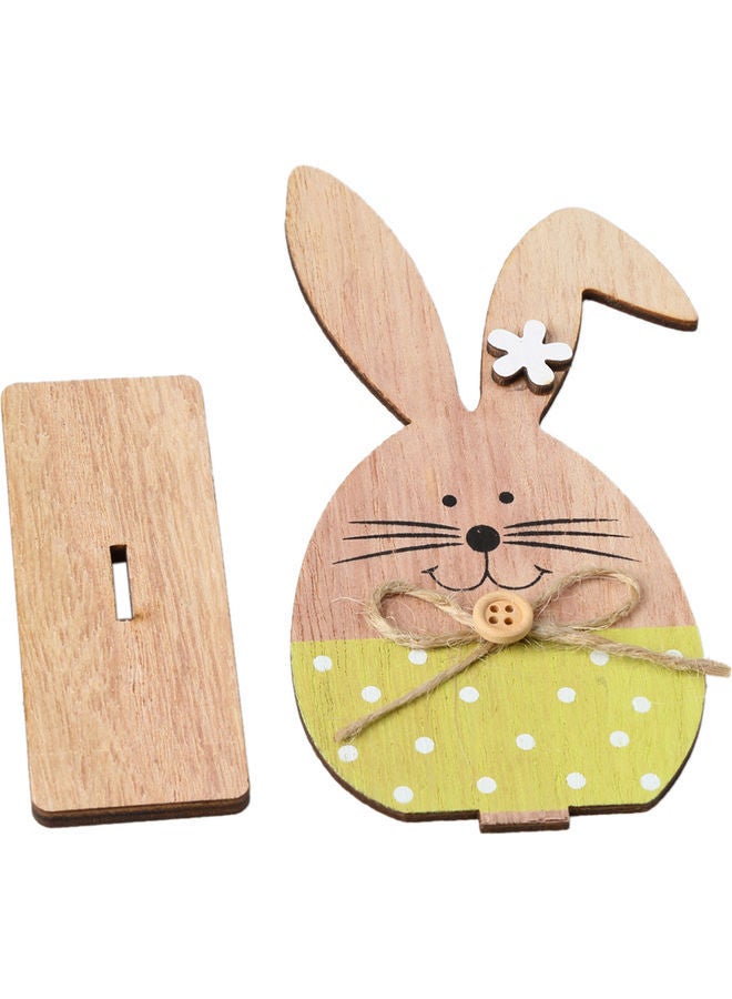 NIBEMINENT Rabbits Bunny Wooden Ornaments Brown/Green - Image 3