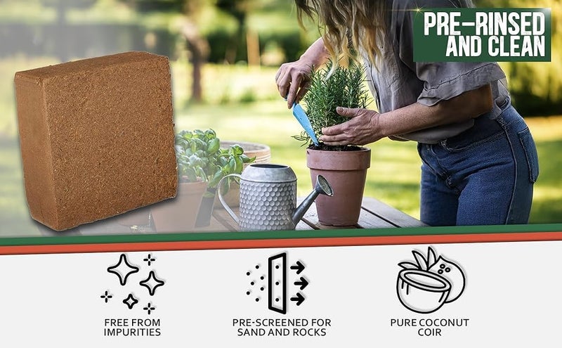 Kempf Organic Coco Coir Brick (10lbs) - Expanding Garden Soil & Potting Mix, for Indoor Plants & Outdoor Plants, Washed Coconut Husk Fiber Planting Seed Starter - Image 3