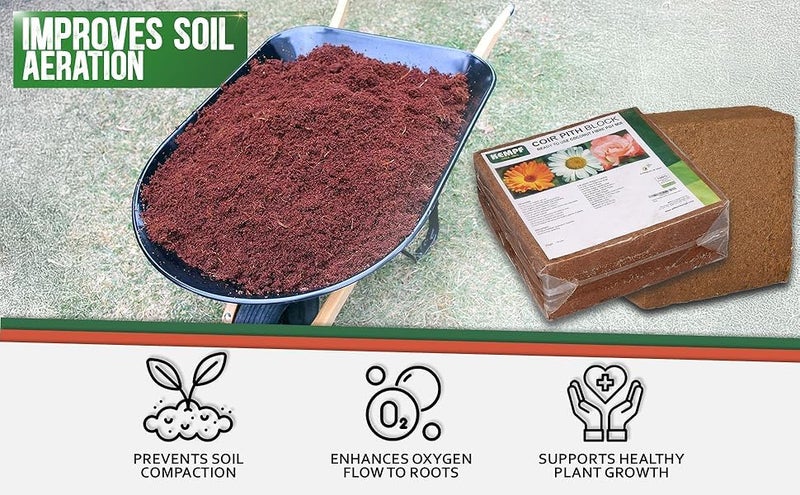 Kempf Organic Coco Coir Brick (10lbs) - Expanding Garden Soil & Potting Mix, for Indoor Plants & Outdoor Plants, Washed Coconut Husk Fiber Planting Seed Starter - Image 4