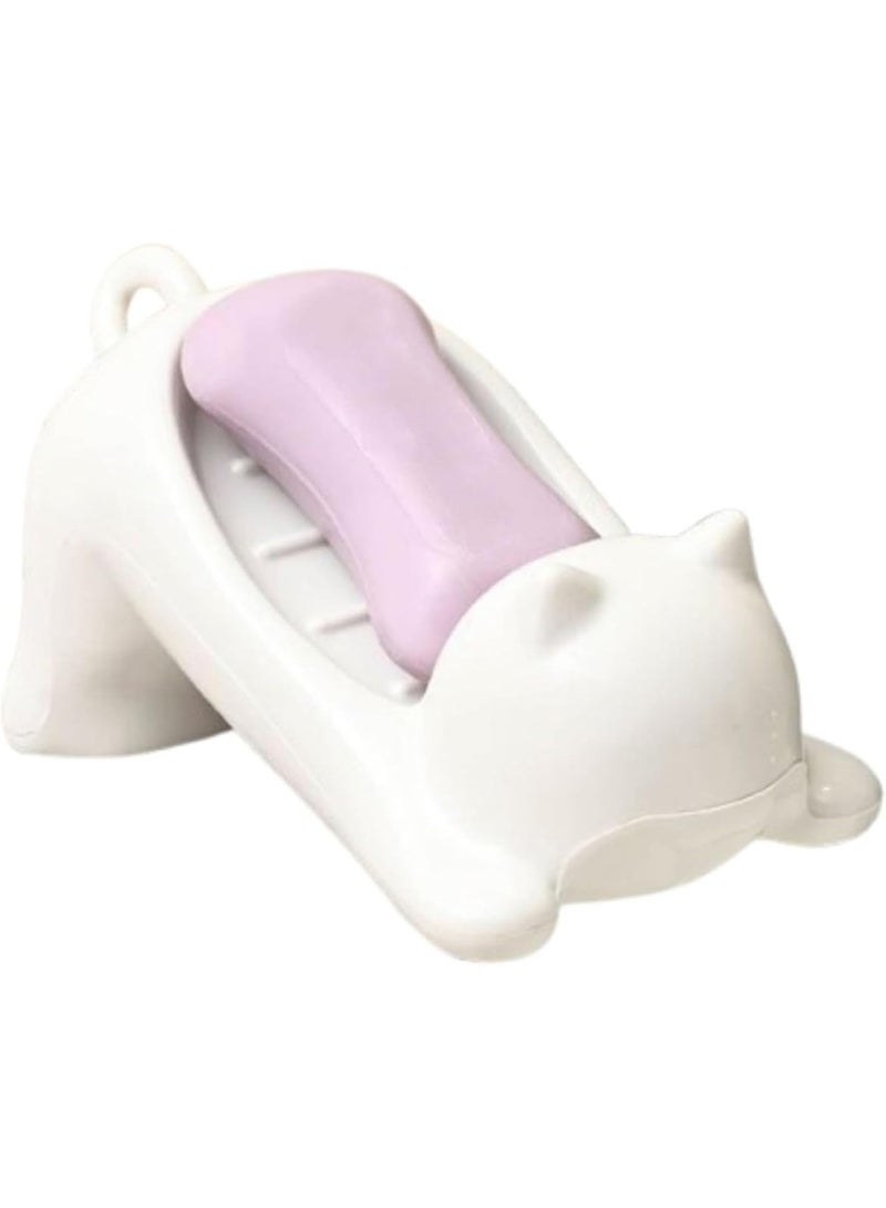 Meetion Cute Cat Soap Dish Self Draining Soap Tray Container, with Drain for Fast Drainage Keep, Cute Bathroom Soaps Dish (1PC)  - Image 2