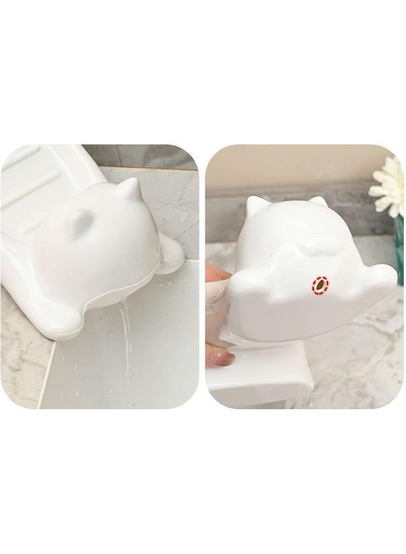 Meetion Cute Cat Soap Dish Self Draining Soap Tray Container, with Drain for Fast Drainage Keep, Cute Bathroom Soaps Dish (1PC)  - Image 4
