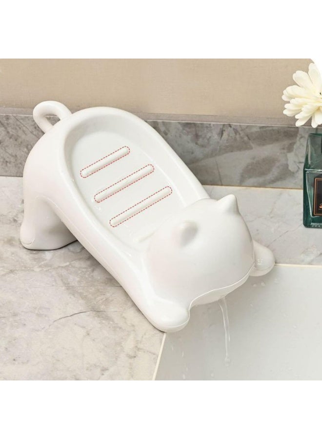 Meetion Cute Cat Soap Dish Self Draining Soap Tray Container, with Drain for Fast Drainage Keep, Cute Bathroom Soaps Dish (1PC)  - Image 5