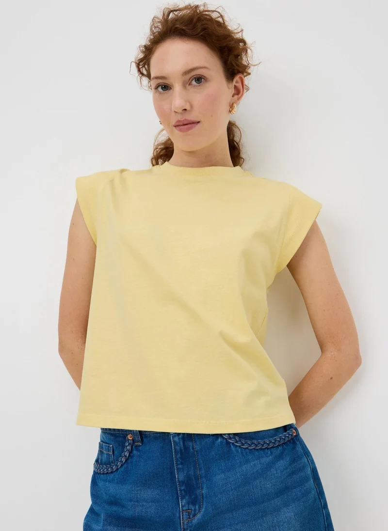 ماتلان Yellow Ribbed Trim T-Shirt
