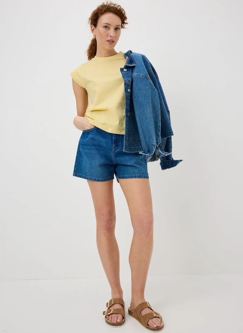 ماتلان Yellow Ribbed Trim T-Shirt
