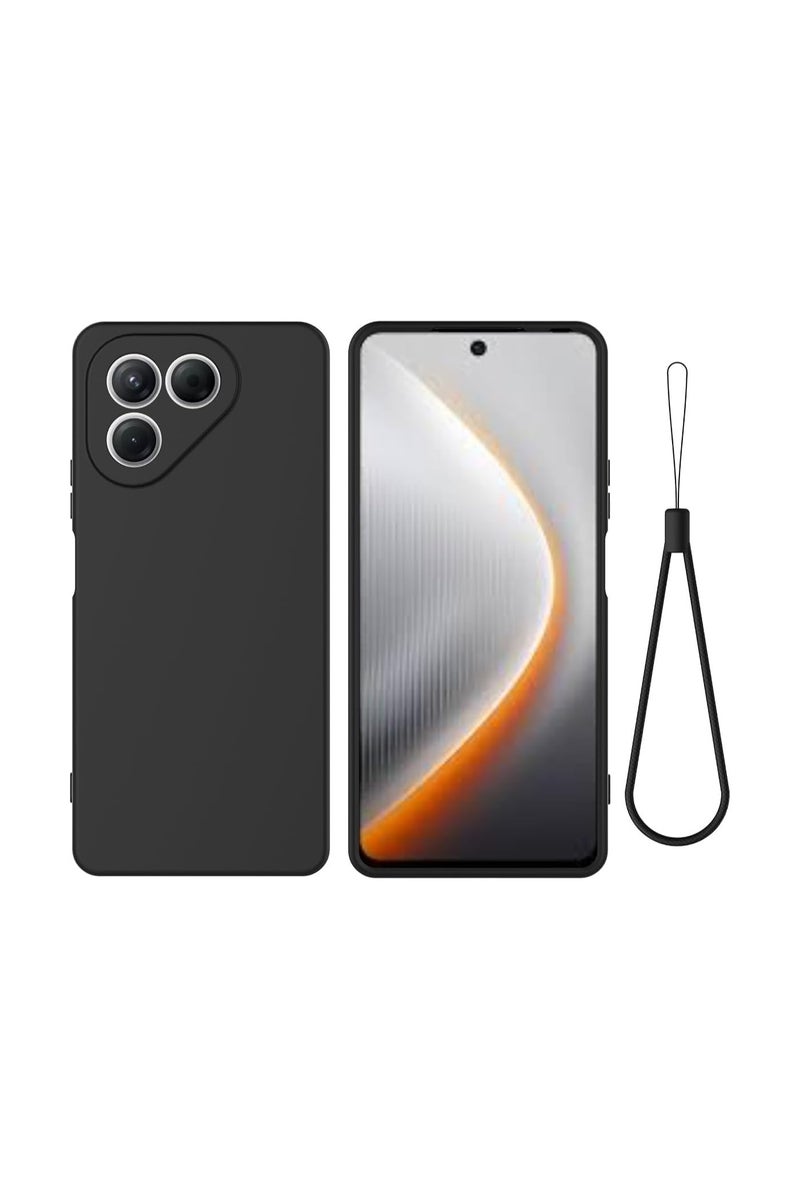 general Silicone case compatible with Tecno Pova 7 4G, liquid silicone TPU soft case with lanyard strap, shockproof and drop-proof protective case - Image 1