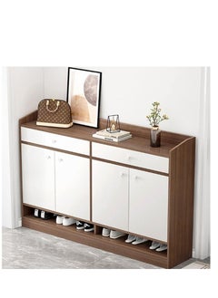 Golden 4 Doors Shoe Storage Cabinet, Wooden Shoe Cabinet, Entry Door Shoes Organizer, Home Entryway Storage Cabinet, for Hallway Bedroom Living Room Balcony, B108 (Brown)  - Image 1