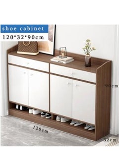 Golden 4 Doors Shoe Storage Cabinet, Wooden Shoe Cabinet, Entry Door Shoes Organizer, Home Entryway Storage Cabinet, for Hallway Bedroom Living Room Balcony, B108 (Brown)  - Image 2
