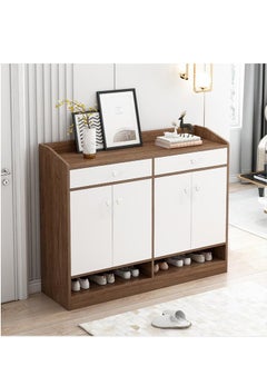 Golden 4 Doors Shoe Storage Cabinet, Wooden Shoe Cabinet, Entry Door Shoes Organizer, Home Entryway Storage Cabinet, for Hallway Bedroom Living Room Balcony, B108 (Brown)  - Image 3