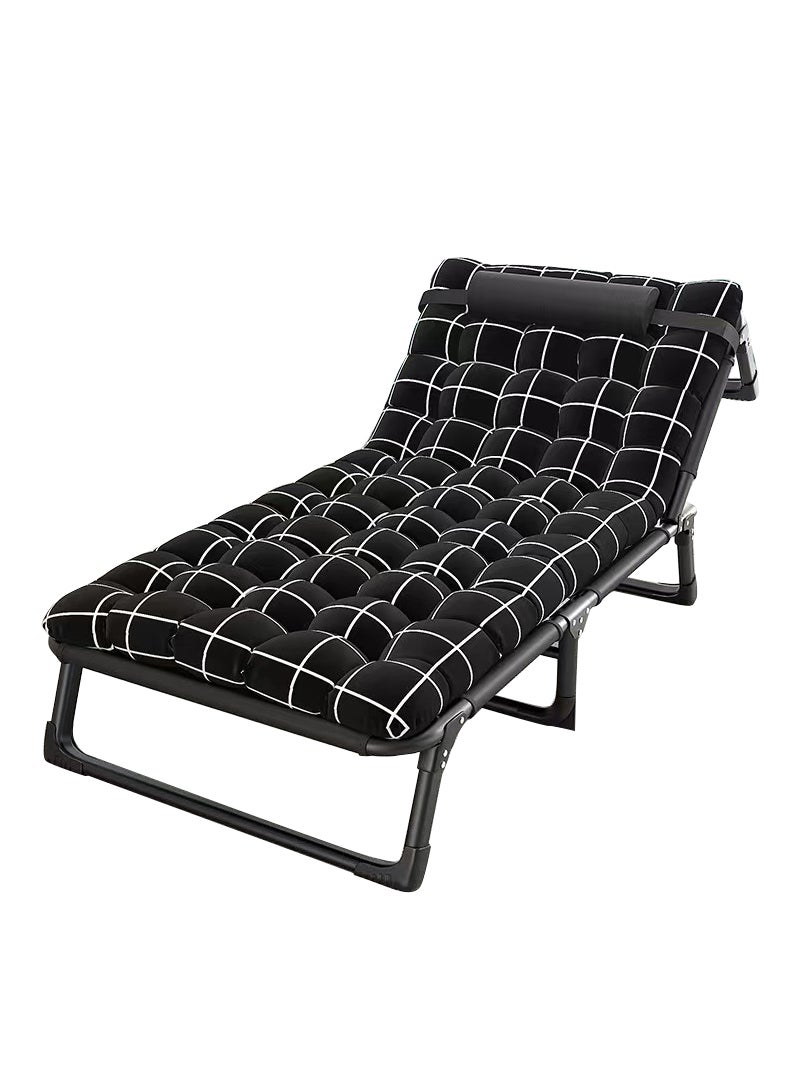 Sharpdo Outdoor Camping Home Office Single Crystal Velvet Cushion Folding Bed Suitable for Camping Beach and Outdoor Activities 190*75*30CM - Image 1