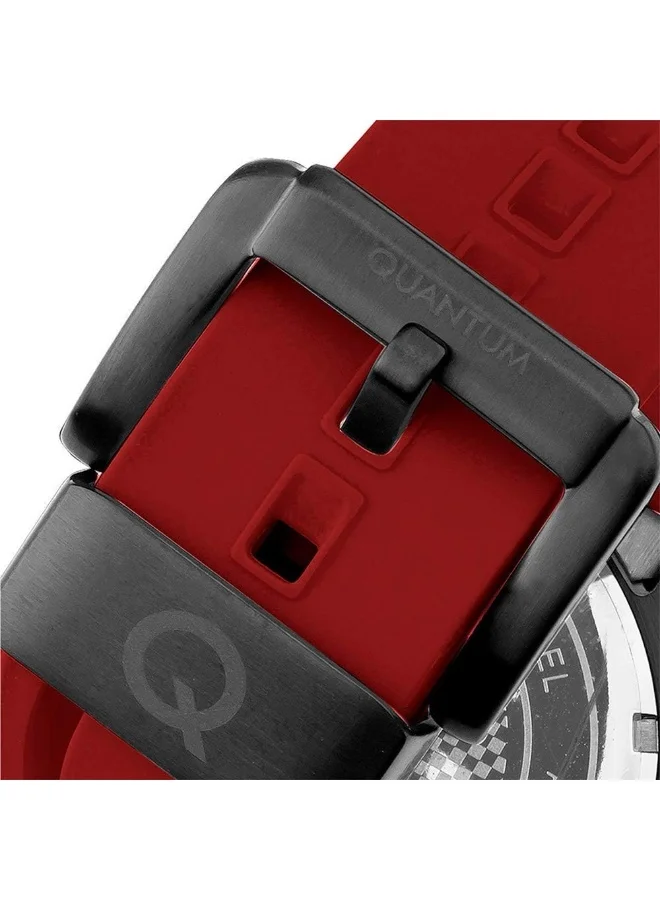 Quantum Men's Quartz Movement Watch, Chronograph Display and Silicone Strap - HNG859.658, Red