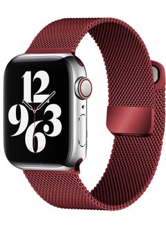 Loop Stainless Steel Strap With Magnetic Clasp For Apple Watch  42mm / 44mm / 45mm Apple Watch Strap For Apple Watch Series 7 / 6 / SE / 5 / 4 / 3 / 2 / 1 Red
