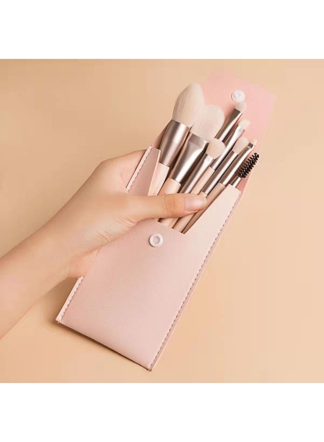 Two-piece makeup brush set in pink and Tiffany blue with 8 mini brushes per bag – practical and stylish design for travel and everyday use - Image 2