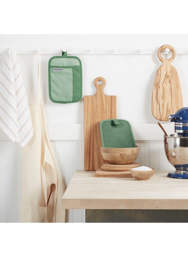KitchenAid Beacon Two-Tone Non-Slip Pot Holder Set, Pistachio/Graphite Green, 7"x10", 2 Piece - Image 2