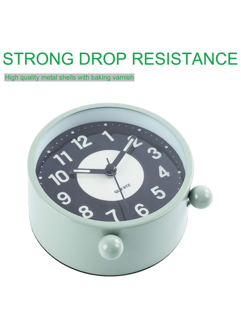 Alarm Clock Luminous 4 "Round Silent Analog Table Clock Non-Ticking, Battery Operated with Loud Alarm and Night Light Small Desk Clock for Bedroom, Bedside Table - Image 3