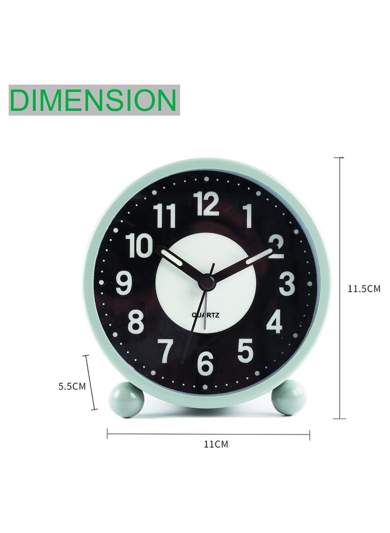 Alarm Clock Luminous 4 "Round Silent Analog Table Clock Non-Ticking, Battery Operated with Loud Alarm and Night Light Small Desk Clock for Bedroom, Bedside Table - Image 4