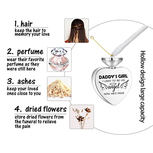 Dletay Heart Urn Necklace for Human Ashes Cremation Jewelry with 12 Birthstones Cremation Necklace for Dad Ashes-DADDY'S GIRL I USED TO BE HIS angel NOW HE'S MINE - Image 5