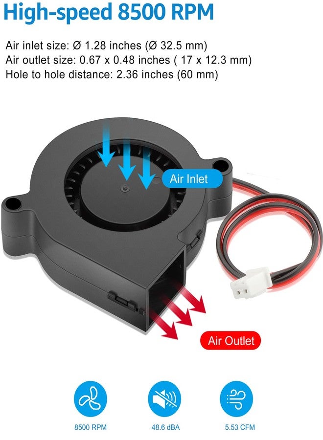 GDSTIME 2Pcs 5015 Part Cooling Blowers 24V 50mm x 15mm Brushless DC Turbine Turbo Fan 2Pin Hydraulic Bearing for 3D Printer Ender 3 Replacement - Image 3