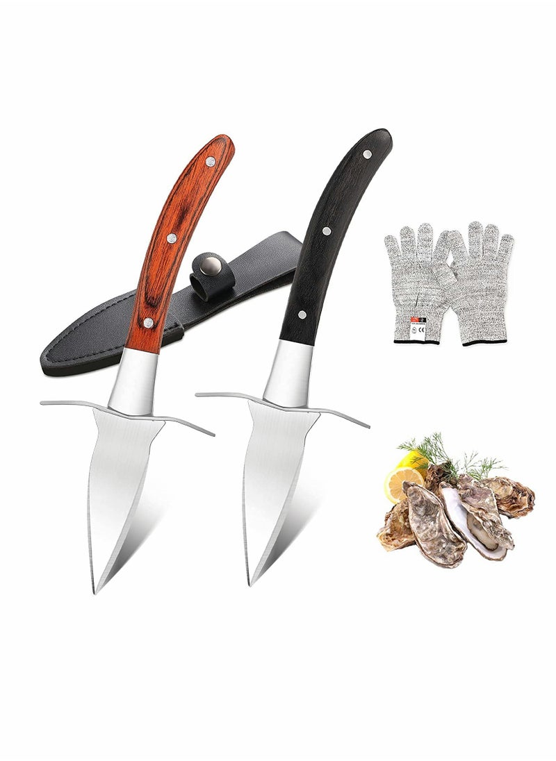 Generic - Oyster Shucking Knife Set with Cut Resistant Gloves, 3.5’’ Stainless Steel Tools for Seafood Lovers, Perfect for Home and Restaurant Use (2 Knives + 1 Glove) - Image 1