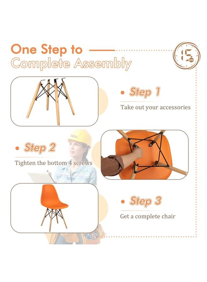 Taimi Office Chair with Wood Legs Orange 70x40x40cm  - Image 5