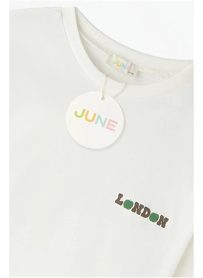 JUNE June City Printed T-Shirt Ecru