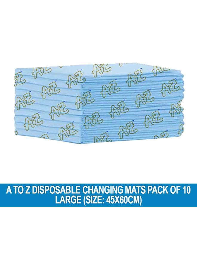 A TO Z Disposable Changing Pads/Mat (45 X 60Cm (10 Count) Extra Large Underpads Waterproof For Incontinence Heavy Absorb Chucks Pads For Kids Babies Pack Of 10 Blue - Image 2