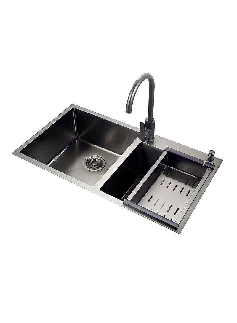 Sink Kitchen Sink Stainless Steel With Nano Technology Black With Mixer And Accessories High Quality And Durability