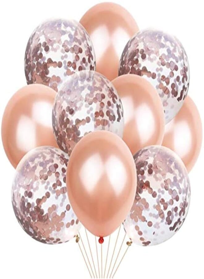 PARTY FUN - Romantic Birthday Party Decoration Package Sequin Balloon Rose Gold Latex Balloon Package - Image 1