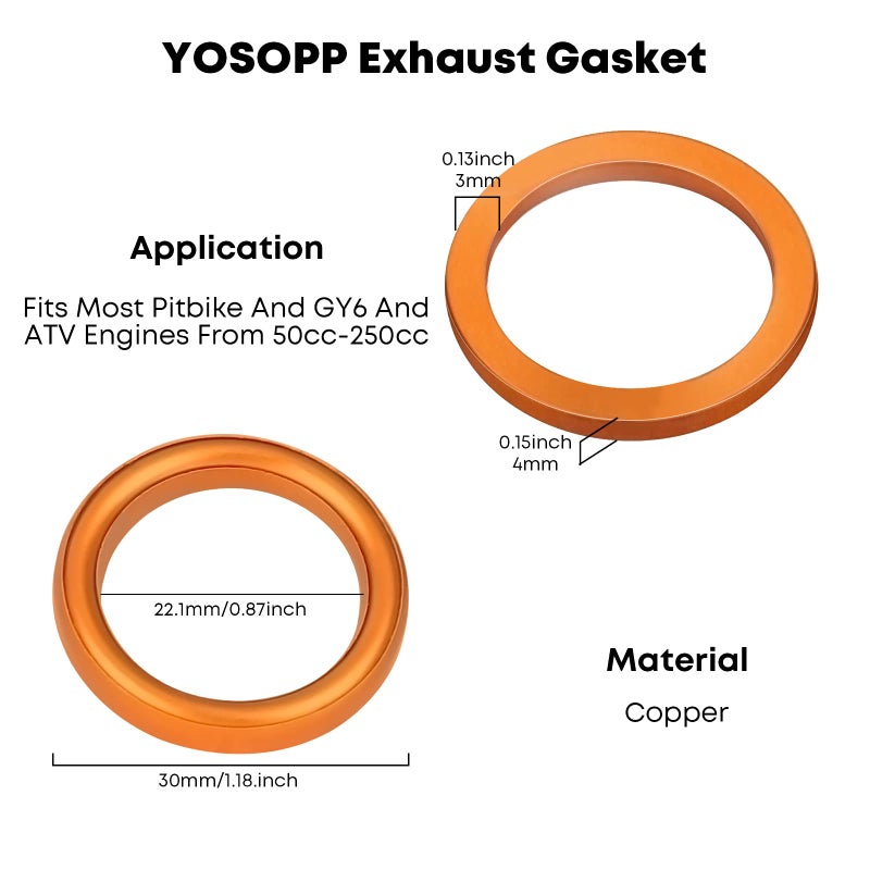 Yosopp Gy6 Exhaust Bolt Nuts Gasket For 50Cc 70Cc 90Cc 110Cc 125Cc 150Cc Scooters Atvs Gmb139 Engine Moped Quad 4 Wheeler Dune Buggy Go Karts Taotao Sunl Coolster Jonway Roketa Sandrail (Black) - Image 3