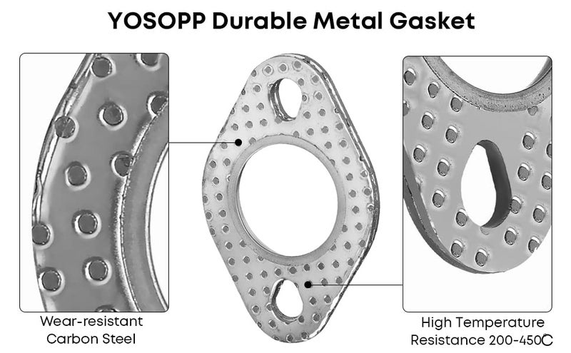 Yosopp Gy6 Exhaust Bolt Nuts Gasket For 50Cc 70Cc 90Cc 110Cc 125Cc 150Cc Scooters Atvs Gmb139 Engine Moped Quad 4 Wheeler Dune Buggy Go Karts Taotao Sunl Coolster Jonway Roketa Sandrail (Black) - Image 4