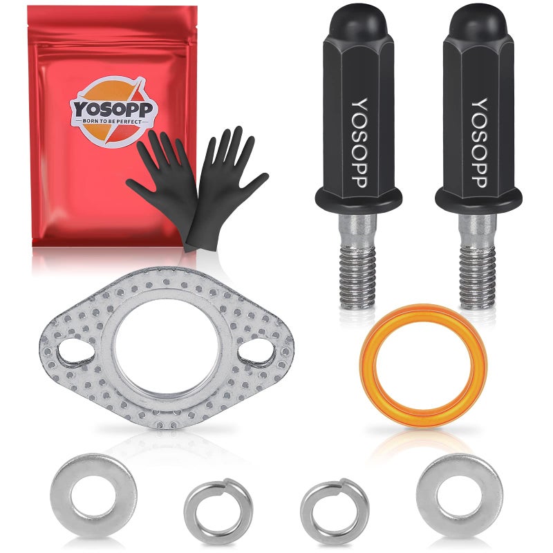 Yosopp Gy6 Exhaust Bolt Nuts Gasket For 50Cc 70Cc 90Cc 110Cc 125Cc 150Cc Scooters Atvs Gmb139 Engine Moped Quad 4 Wheeler Dune Buggy Go Karts Taotao Sunl Coolster Jonway Roketa Sandrail (Black) - Image 1