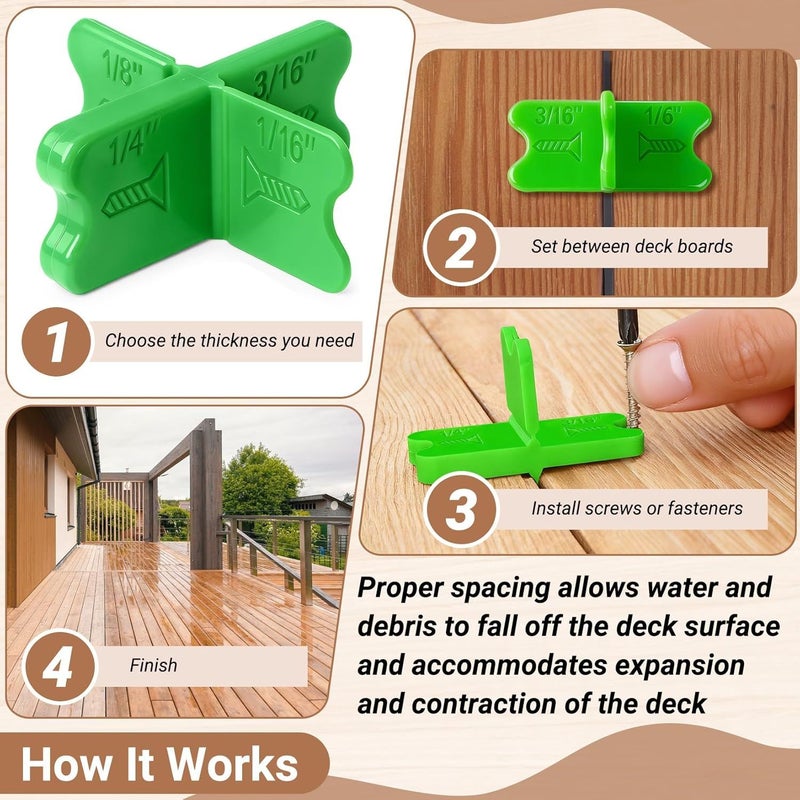 Green Deck Board Spacers 4 Thicknesses Armor Spacing Tools for Composite Decking - Image 3