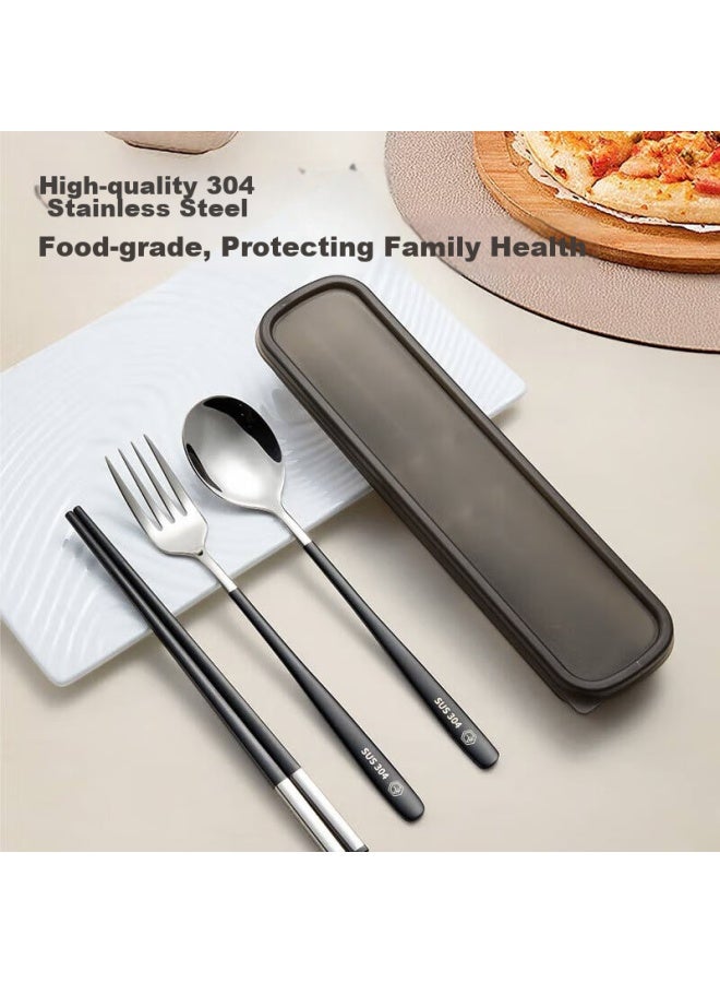 JD.com Jd Jingzao 304 Stainless Steel Spoon And Fork Set, Alloy Chopsticks Travel Kit, Portable Cutlery Set For Students - Image 2