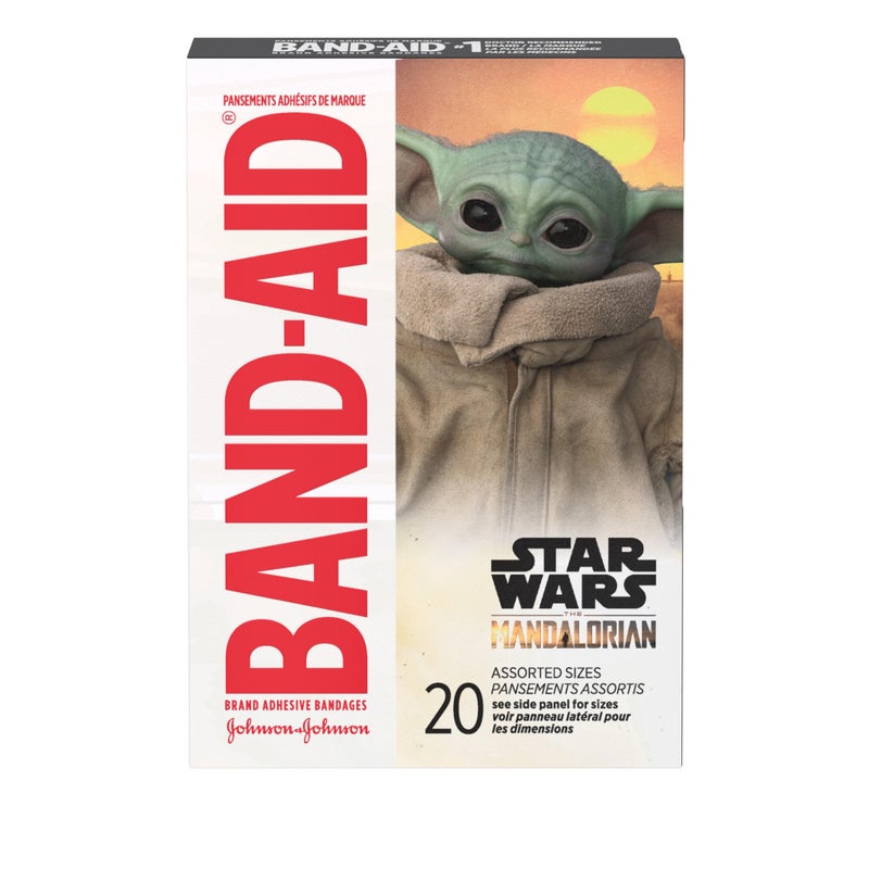 Band-Aid Brand Adhesive Bandages for Minor Cuts & Scrapes, Wound Care Featuring Star Wars The Mandalorian Characters for Kids and Toddlers, Assorted Sizes 20 ct - Image 1