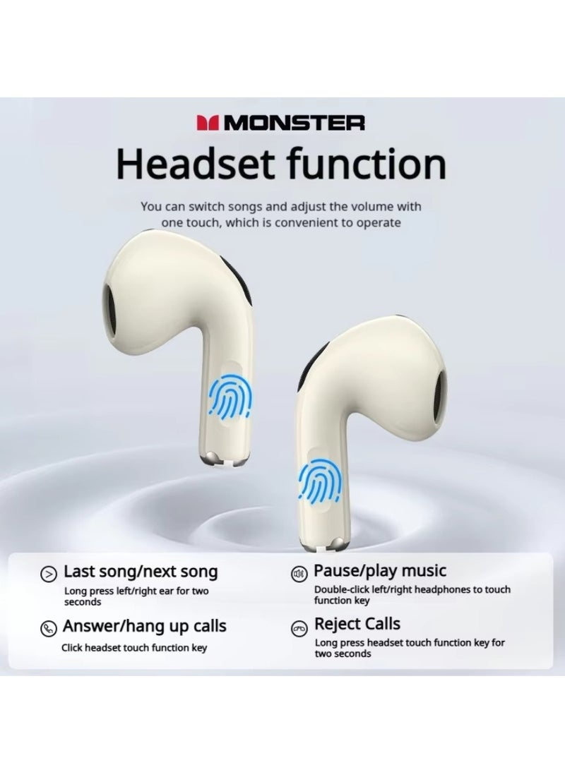 Monster N-Lite 208 Wireless Earbuds Bluetooth 5.4 Built-in Mic, Bluetooth Earbuds Touch Control, Headphones Bluetooth Wireless with 30H Playtime, Type-C Fast Charging, Clear Call for Running, Workout  - Image 4