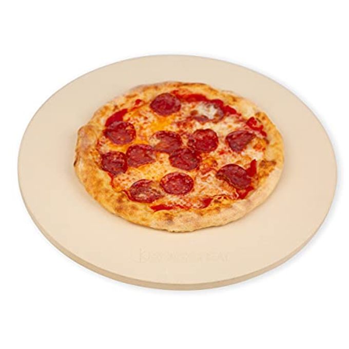 K ROCKSHEAT Pizza Stone Round 16 Inch for Grill and Oven, Large Cordierite Baking Stone for Bread, Safe Circular Cooking Stone for Grill 16", Easy to Clean