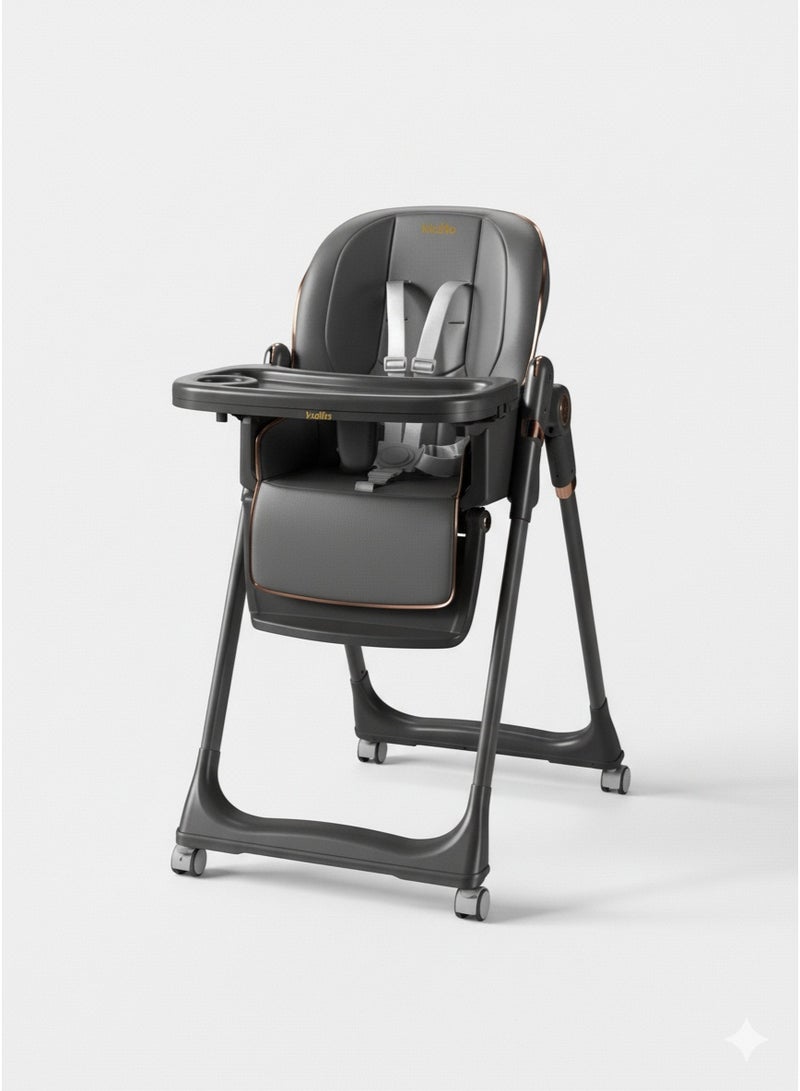 Kidilo 5-level folding high chair with backrest for entertaining the child, code (8122) - Image 1