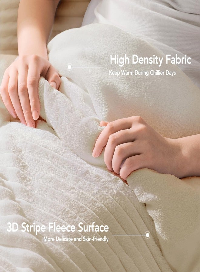 Quataly Fluffy Queen Comforter Set 3 Pieces - Soft & Fuzzy Beige Comforters Queen Size for Winter Fleece Bedding Set,1 Luxury Down Alternative Comforter with 2 Pillow Shams - Image 4