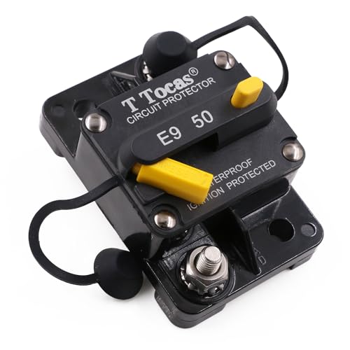 T Tocas E9 50 Amp Circuit Breaker with Manual Reset | Waterproof IP67 Protection | UL Certified | 12V - 72V DC 50A Swithable - Image 1