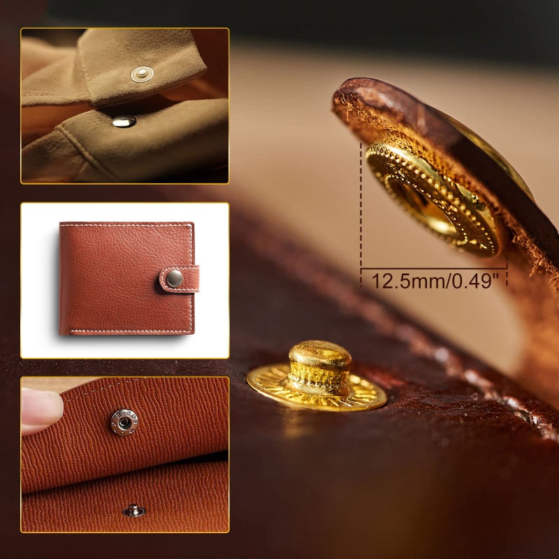 Alritz 120 Set Leather Snap Fasteners Kit, 12.5mm Metal Button Snaps Press Studs with 4 Setter Tools, 6 Colors Leather Snaps for Clothes, Jackets, Jeans Wears, Bracelets, Bags - Image 2