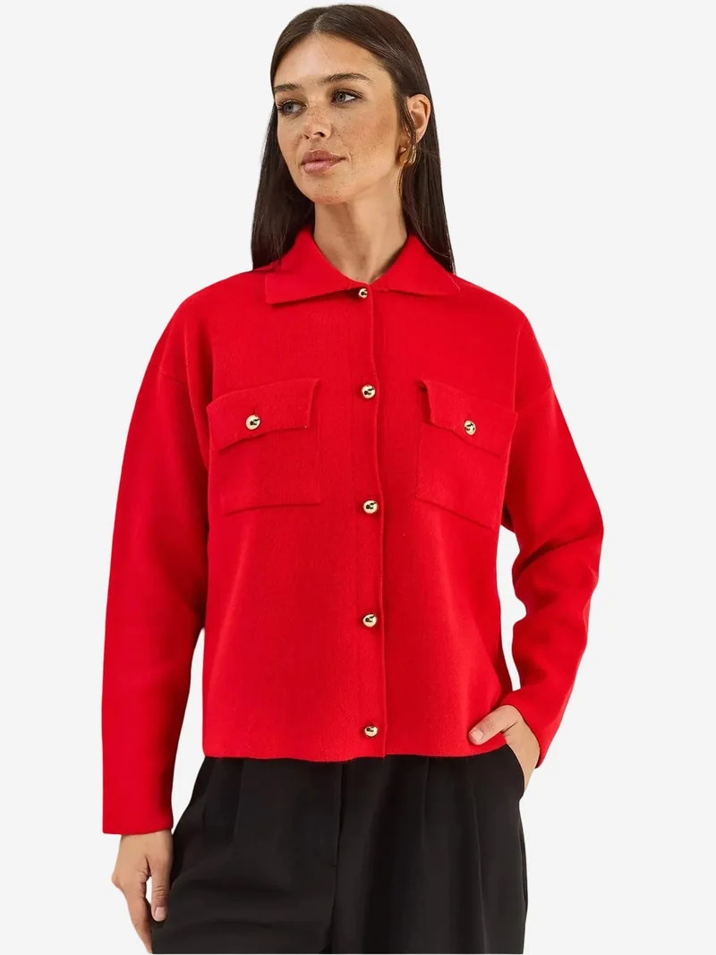 LUCCI Polo Collar Cardigan