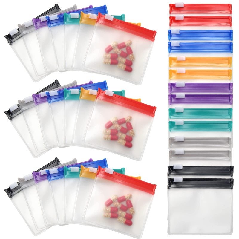 Pill Bags: 7.5x7.5 Cm, Ample Storage Space, Writable Design - Lightweight Compact, Lockable Self-Sealing Reusable Pill Storage for Travel Medication Organization - Image 1
