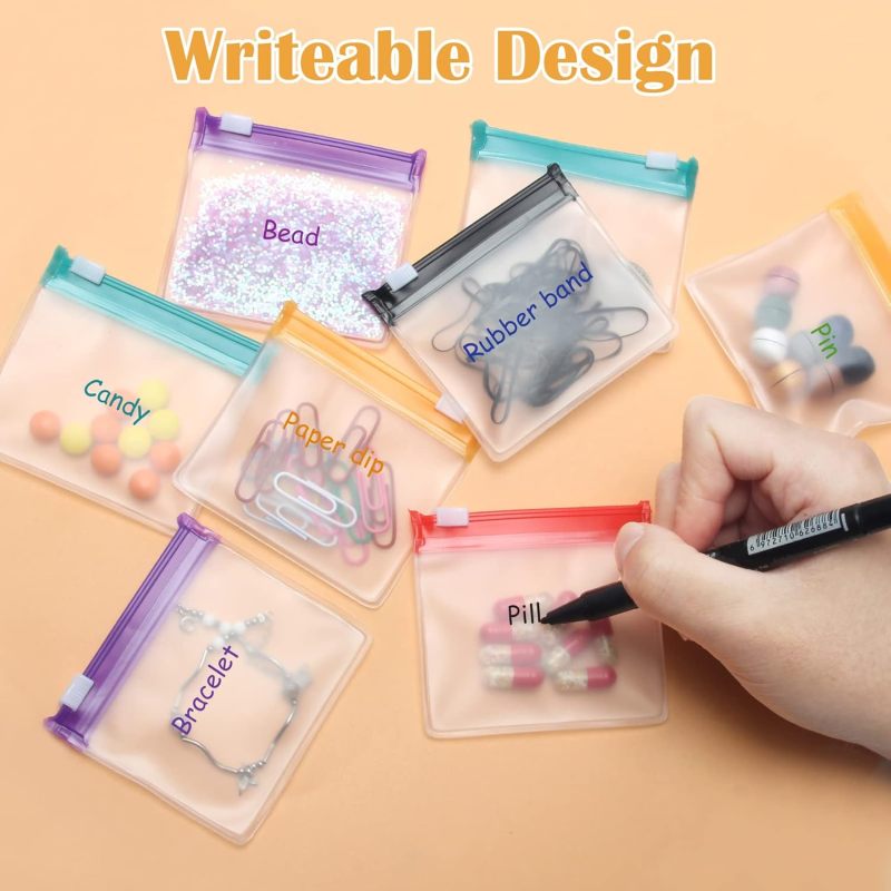 Pill Bags: 7.5x7.5 Cm, Ample Storage Space, Writable Design - Lightweight Compact, Lockable Self-Sealing Reusable Pill Storage for Travel Medication Organization - Image 4