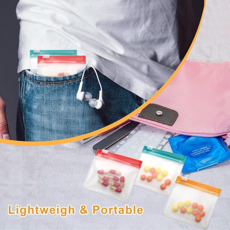 Pill Bags: 7.5x7.5 Cm, Ample Storage Space, Writable Design - Lightweight Compact, Lockable Self-Sealing Reusable Pill Storage for Travel Medication Organization - Image 5