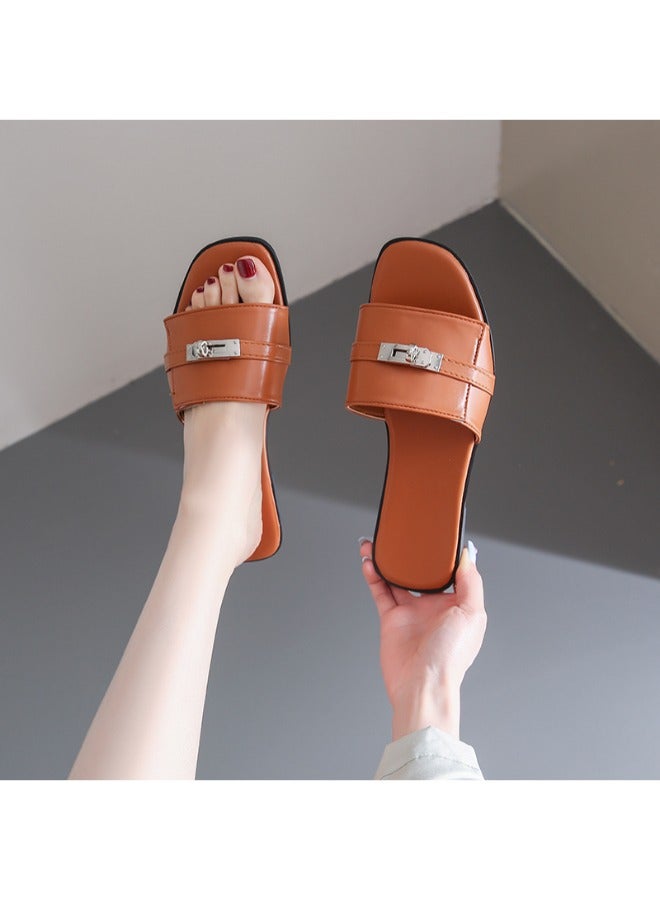 Rup Art Metal Decorated Designer Slippers Women Summer Beach Flat Slippers Slip On Casual Shoe Ladies Brand Shoes For Women Flat  - Image 5
