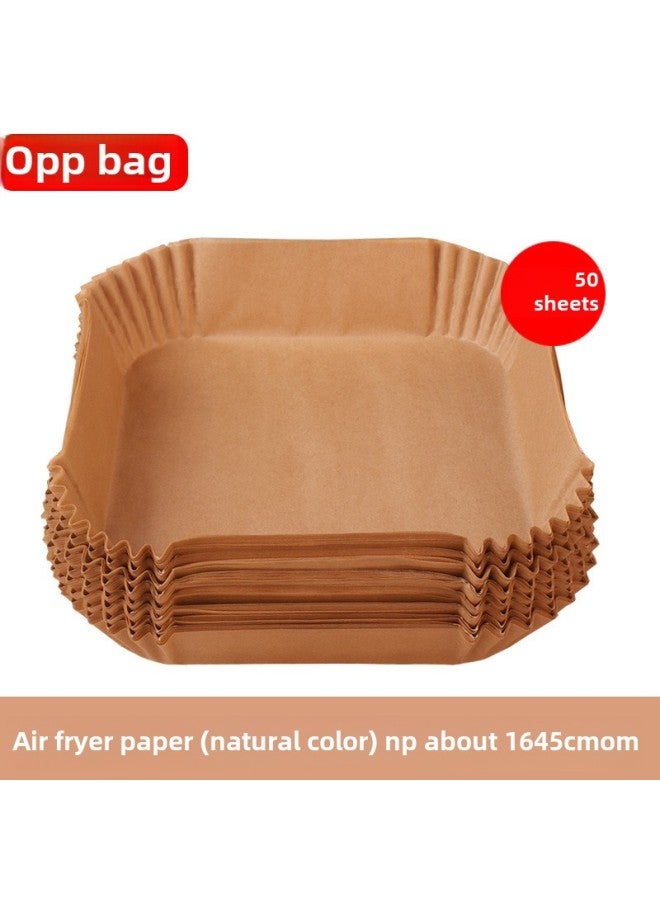 Air Fryer Special Paper Baking Pan Oil Absorbing Paper Pad Paper Household Food Silicone Oil Paper Tin Paper Bowl Baking Pot Electric Frying-Color:True Color 16*4.5cm-Specifications:Square Fryer Paper - Image 1