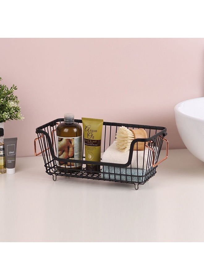 DANUBE HOME - سلة أتيكوس السلكية القابلة للتكديس لتنظيم الحمام والمطبخ المنزلي 33X15.8X14 سم، باللون الأسود - Image 1