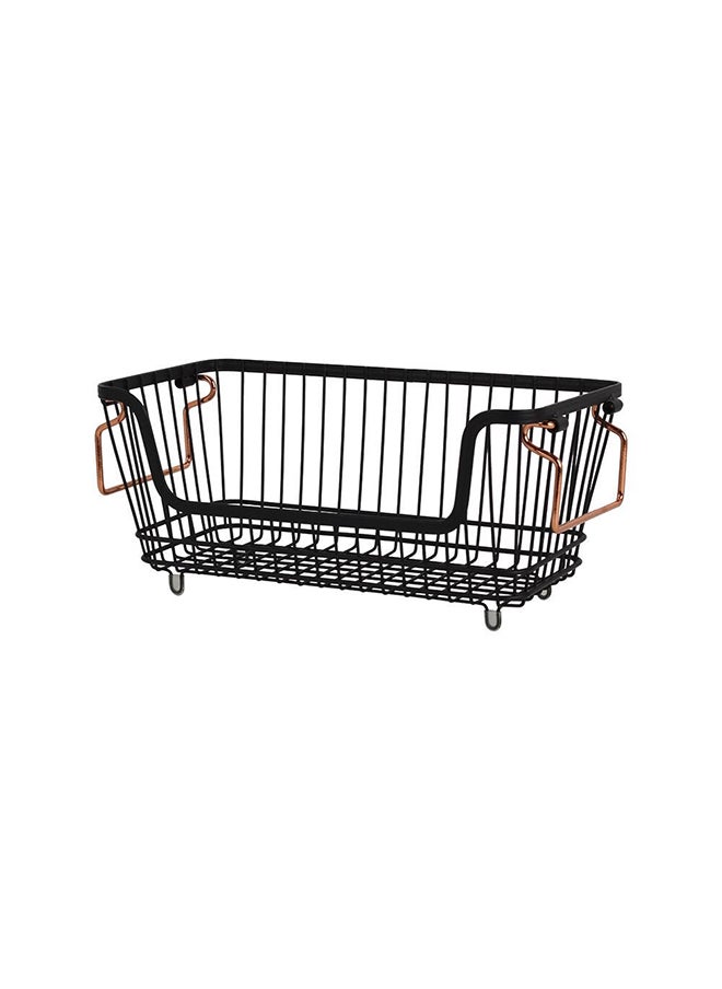 DANUBE HOME - سلة أتيكوس السلكية القابلة للتكديس لتنظيم الحمام والمطبخ المنزلي 33X15.8X14 سم، باللون الأسود - Image 1